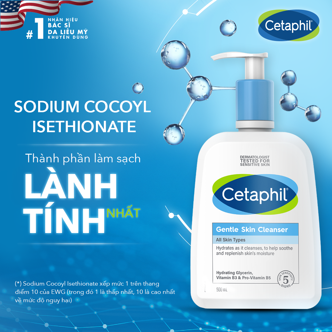 Cetaphil Gentle Skin Cleanser là sữa rửa mặt được sử dụng nhiều nhất, được các bác sĩ da liễu tại Mỹ khuyên dùng cho mọi loại da, đặc biệt là da nhạy cảm